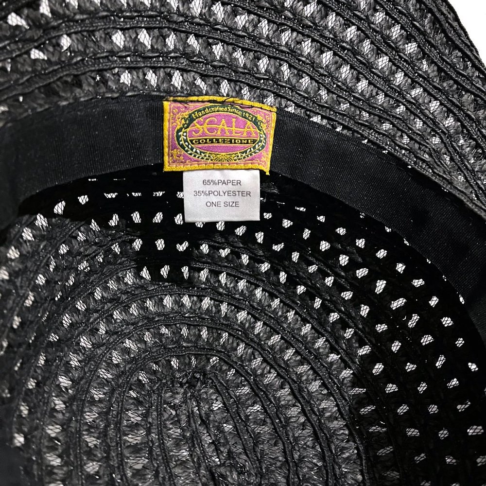 Scala Wide Brim Crochet Paper Straw Sun Hat - Picture 5 of 10